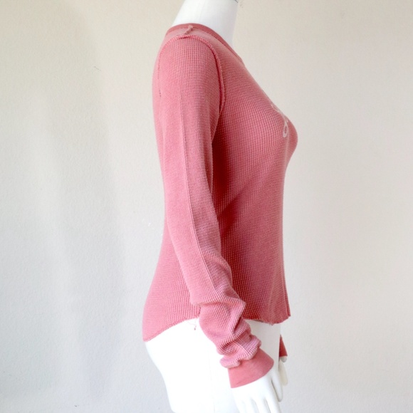 Vintage Lucky Brand cotton ribbed knit thermal top in waffle weave - Picture 6 of 9